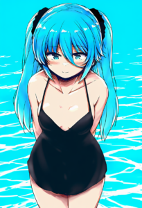 2__lockheart__, girl,{{{hatsune miku,blue hair__,medium breasts, black dress bik s-1405800329