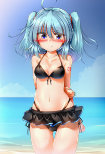 2__marukyuu_ameya__, girl,{{{hatsune miku,blue hair__,medium breasts, black dres s-1509441853