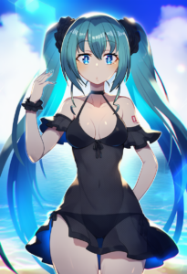 2__matsumoto_tomoyohi__, girl,{{{hatsune miku,blue hair__,medium breasts, black s-4107048175