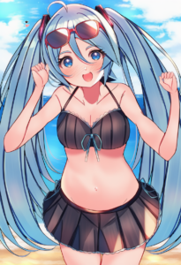 2__mi_taro333 __, girl,{{{hatsune miku,blue hair__,medium breasts, black dress b s-670060070