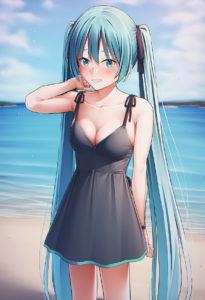 2__mikazuchi_zeus__, girl,{{{hatsune miku,blue hair__,medium breasts, black dres s-915453189