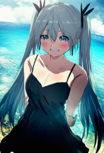 2__misaki_nonaka__, girl,{{{hatsune miku,blue hair__,medium breasts, black dress s-2176739459
