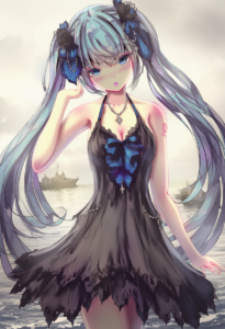 2__missile228 __, girl,{{{hatsune miku,blue hair__,medium breasts, black dress b s-1156676767