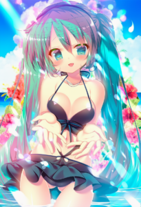 2__mitsumomo_mamu__, girl,{{{hatsune miku,blue hair__,medium breasts, black dres s-615199481