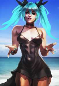 2__monori_rogue__, girl,{{{hatsune miku__,medium breasts, black dress,sea,solo,l s-3653368137