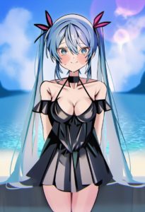 2__mu46016419 __, girl,{{{hatsune miku,blue hair__,medium breasts, black dress b s-3332645896
