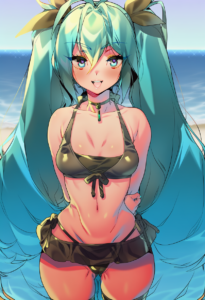 2__naso4 __, girl,{{{hatsune miku,blue hair__,medium breasts, black dress bikini s-3266626587