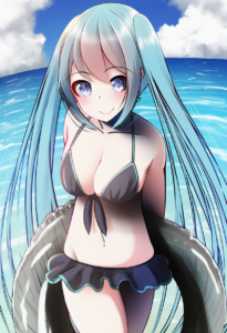 2__nekobaka__, girl,{{{hatsune miku,blue hair__,medium breasts, black dress biki s-1819159700