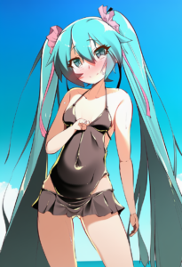 2__nekono_matatabi__, girl,{{{hatsune miku,blue hair__,medium breasts, black dre s-3288795353