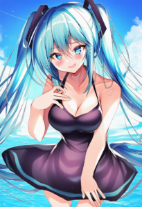 2__nenobi_(nenorium)__, girl,{{{hatsune miku,blue hair__,medium breasts, black d s-3168547692