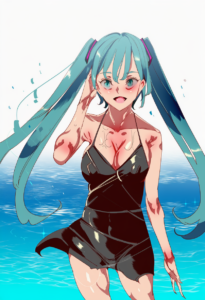 2__nyuu_(manekin-eko)__, girl,{{{hatsune miku,blue hair__,medium breasts, black s-764790310