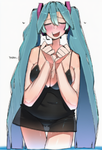 2__ohasi__, girl,{{{hatsune miku,blue hair__,medium breasts, black dress bikini, s-325575808