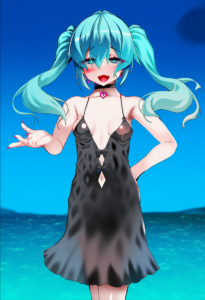 2__okuri_banto__, girl,{{{hatsune miku,blue hair__,medium breasts, black dress b s-649255389