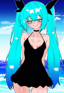 2__oldsickkim__, girl,{{{hatsune miku,blue hair__,medium breasts, black dress bi s-3198096730