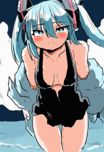 2__poyo_(hellmayuge)__, girl,{{{hatsune miku,blue hair__,medium breasts, black d s-2924626810