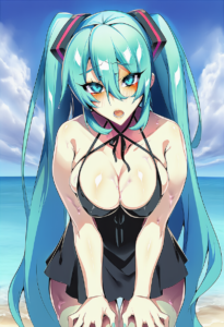2__puuzaki_puuna__, girl,{{{hatsune miku,blue hair__,medium breasts, black dress s-183128249