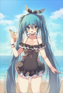 2__rento_(rukeai)__, girl,{{{hatsune miku,blue hair__,medium breasts, black dres s-4286471955