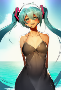 2__ro_g_(oowack)__, girl,{{{hatsune miku,blue hair__,medium breasts, black dress s-3190164441