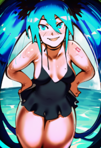 2__roropull__, girl,{{{hatsune miku,blue hair__,medium breasts, black dress biki s-3606171376