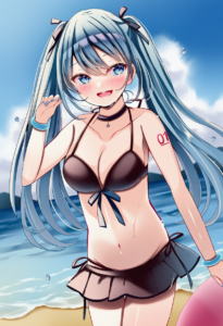 2__sakura_hiyori__, girl,{{{hatsune miku,blue hair__,medium breasts, black dress s-167734862