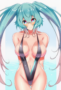 2__sankakusui__, girl,{{{hatsune miku,blue hair__,medium breasts, black dress bi s-2263018910
