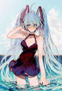 2__sapphire_(nine)__, girl,{{{hatsune miku,blue hair__,medium breasts, black dre s-1423127272