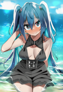 2__sasanon_(sasapoliton)__, girl,{{{hatsune miku,blue hair__,medium breasts, bla s-1755074397