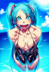 2__sawao__, girl,{{{hatsune miku,blue hair__,medium breasts, black dress bikini, s-4258112644