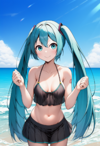 2__sazanami_konami__, girl,{{{hatsune miku,blue hair__,medium breasts, black dre s-4166547861