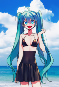 2__sempon_(doppio_note)__, girl,{{{hatsune miku,blue hair__,medium breasts, blac s-758894483