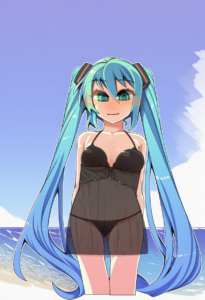 2__shamo_(koumakantv)__, girl,{{{hatsune miku,blue hair__,medium breasts, black s-2533204976