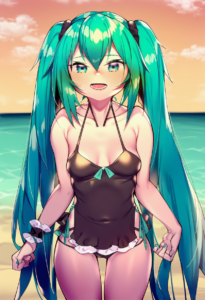 2__shennai_misha__, girl,{{{hatsune miku,blue hair__,medium breasts, black dress s-673188081
