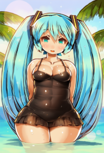 2__shigatake__, girl,{{{hatsune miku,blue hair__,medium breasts, black dress bik s-2654557131