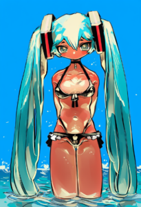 2__shima_(wansyon144)__, girl,{{{hatsune miku,blue hair__,medium breasts, black s-344087126