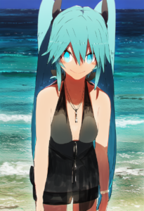 2__siirakannu__, girl,{{{hatsune miku,blue hair__,medium breasts, black dress bi s-1106832855