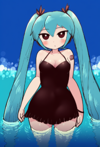 2__simoyuki__, girl,{{{hatsune miku,blue hair__,medium breasts, black dress biki s-845375599