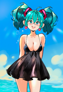 2__snegovski__, girl,{{{hatsune miku,blue hair__,medium breasts, black dress bik s-1147484723