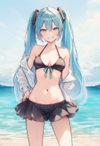 2__studionice2011 __, girl,{{{hatsune miku,blue hair__,medium breasts, black dre s-3098677330
