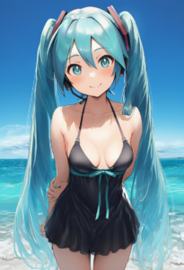 2__suke_(singekijyosei)__, girl,{{{hatsune miku,blue hair__,medium breasts, blac s-432755271