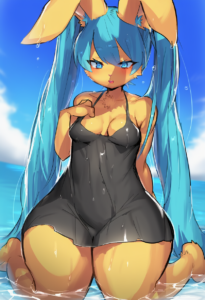 2__suurin_(ksyaro)__, girl,{{{hatsune miku,blue hair__,medium breasts, black dre s-2413869217