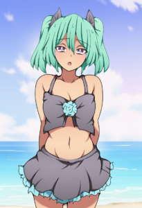 2__suwaneko__, girl,{{{hatsune miku,blue hair__,medium breasts, black dress biki s-3929907771