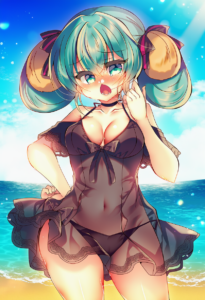2__suzunone_rena__, girl,{{{hatsune miku,blue hair__,medium breasts, black dress s-3241096904