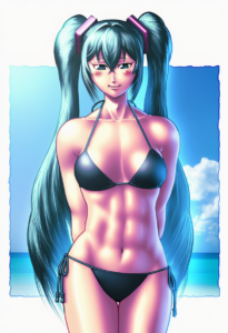 2__taikyoku_tsurugi__, girl,{{{hatsune miku,blue hair__,medium breasts, black dr s-504673550