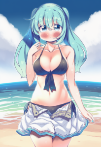 2__takahero__, girl,{{{hatsune miku,blue hair__,medium breasts, black dress biki s-3273881558