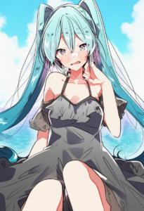 2__takeshima_eku__, girl,{{{hatsune miku,blue hair__,medium breasts, black dress s-3296206202