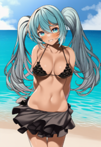 2__takunomi__, girl,{{{hatsune miku,blue hair__,medium breasts, black dress biki s-3500767404