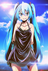 2__tanashi_(mk2)__, girl,{{{hatsune miku,blue hair__,medium breasts, black dress s-1216546921