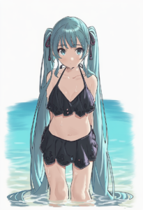 2__teshima_nari__, girl,{{{hatsune miku,blue hair__,medium breasts, black dress s-2957014071