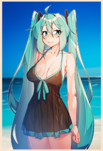 2__tilt-shift_(azalanz)__, girl,{{{hatsune miku,blue hair__,medium breasts, blac s-2827380915