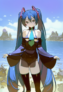 2__timbougami__, girl,{{{hatsune miku,blue hair__,medium breasts, black dress bi s-3424314408